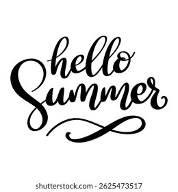 Hello summer. Lettering phrase isolated on white background. Vector illustration