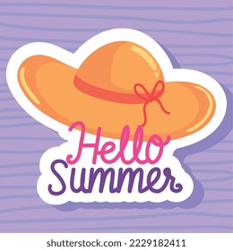 hola postal de verano con sombrero