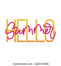 Hello Summer lettering sign. Vector modern typographic design element for banners, posters, inscription for advertising, social media.