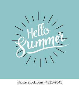 Hello Summer lettering tpography design template illustration.