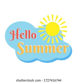 Hello Summer Lettering in trendy flat design logo or label. Stock Vector illustration.