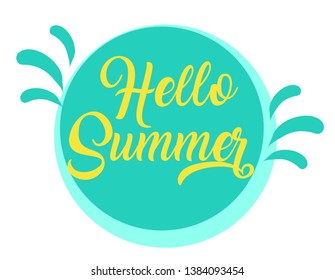 Hello summer lettering trendy vector design