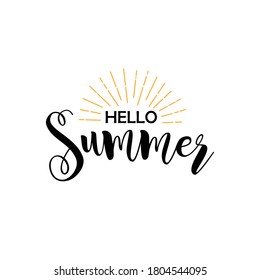 Hello Summer, lettering typography vector design on white background. Lettering design concept.