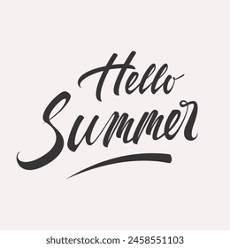 Hello Summer Lettering vector card