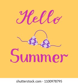 Hello summer lettering. Vector illustration