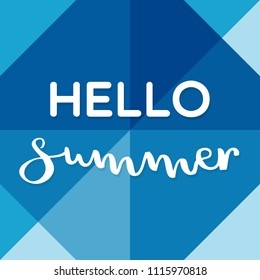 Hello summer lettering. Vector illustration, minimal design