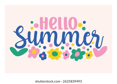 hello summer lettering. vector illustration