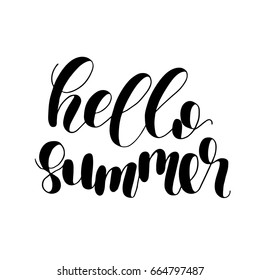 Hello summer. Lettering vector illustration. Inspiring quote. Motivating modern calligraphy. Great for postcards, prints and posters, greeting cards, home decor, apparel design and more.