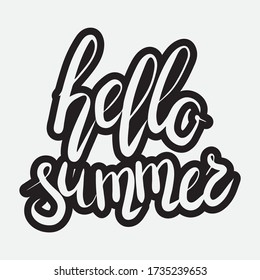 Hello summer lettering vector typo graphic black and white customize as You wish. Can be used as banner insta post invitation or sale announcement.