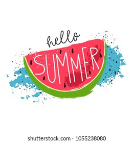 Hello Summer Lettering and watermelon