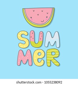 Hello Summer Lettering and watermelon