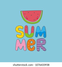Hello Summer Lettering and watermelon