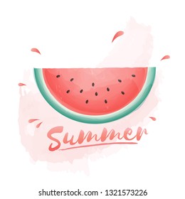 Hello Summer Lettering and watermelon