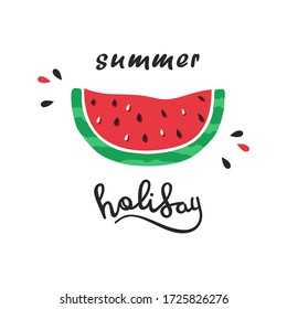 Hello summer lettering with watermelon