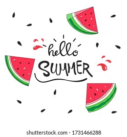 Hallo Sommerschrift mit Wassermelone