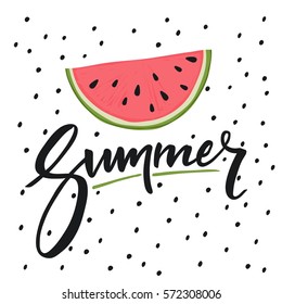 Hello Summer Lettering and watermelon