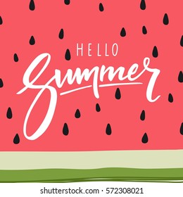 Hello Summer Lettering and watermelon