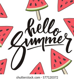 Hello Summer Lettering and watermelon