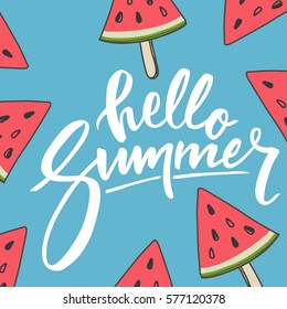 Hello Summer Lettering and watermelon