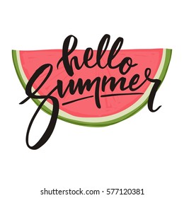 Hello Summer Lettering and watermelon