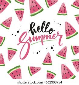 Hello Summer Lettering and watermelon