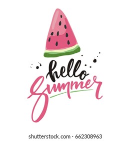 Hello Summer Lettering and watermelon