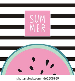 Hello Summer Lettering and watermelon