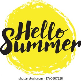 Hello Summer lettering with yellow background
