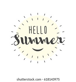 Hello Summer letters with smile vector illustration.