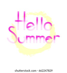 Hello summer logo design vector template on white background. Hand drawn lettering.