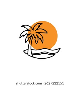 Hello summer logo outline beach logo 