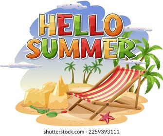 Hello summer logo template illustration
