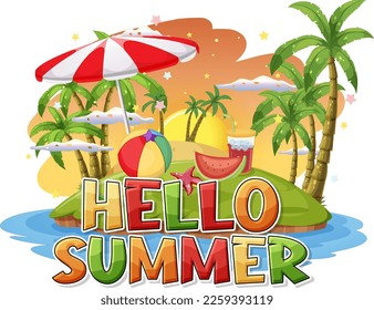 Hello summer logo template illustration