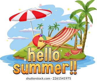 Hello summer logo template illustration