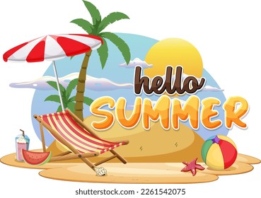 Hello summer logo template illustration