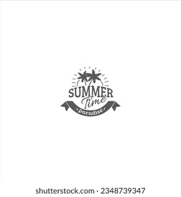 Hello Summer logo vector design illustration. Beach and simple ocean wave flat design vector. Abstract creative logo summer seassun logo, sunset sunrise with beach ocean sea water logo icon vector.