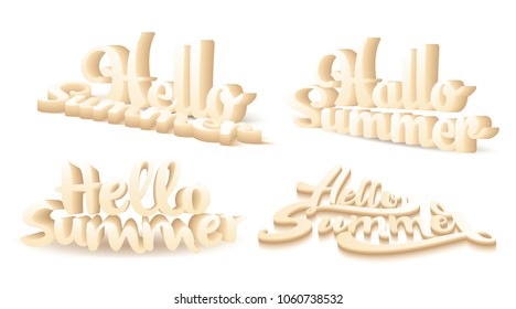 Hello Summer Logos Design Collection. Vector Illustration.