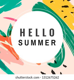 Hello summer memphis design vector