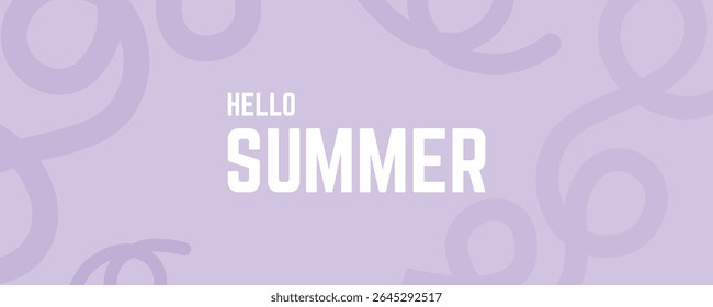 Hello Summer Message on Light Purple Abstract Background