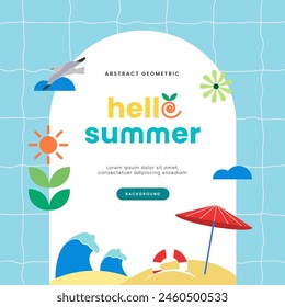 Hello summer minimalist tropical background