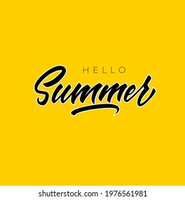 Hello summer modern lettering. Brush pen script in vector