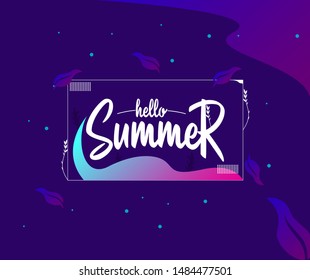 Hello Summer Modern Typographic Trendy Vector