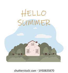 Hello summer. My little sweet house. Vector illustration.Flat design.