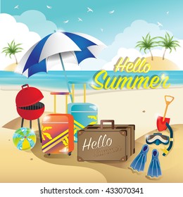 hello summer on the beach concept (Vector eps10)