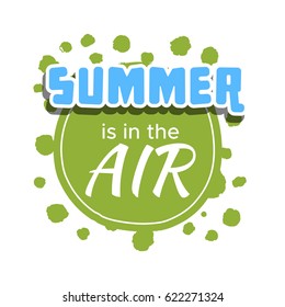 Hello Summer on color circle. Isolated Typographic Design Label. Season Holidays lettering for logo,Templates, invitation, greeting card, prints and posters. Enjoy The Beach party