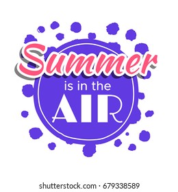 Hello Summer on color circle. Isolated Typographic Design Label. Season Holidays lettering for logo,Templates, invitation, greeting card, prints and posters. Enjoy The Beach party