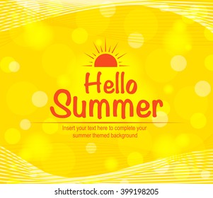 Hello Summer in Orange Background Full Vector Abstract Design for Summer Season
