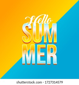 Hello Summer Orange and Blue Background Design