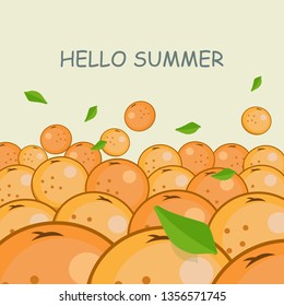 Hello Summer Oranges Fruit Illustration