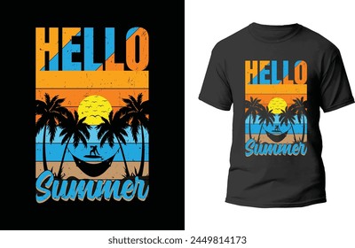 Hello summer outdoor t-shirt design